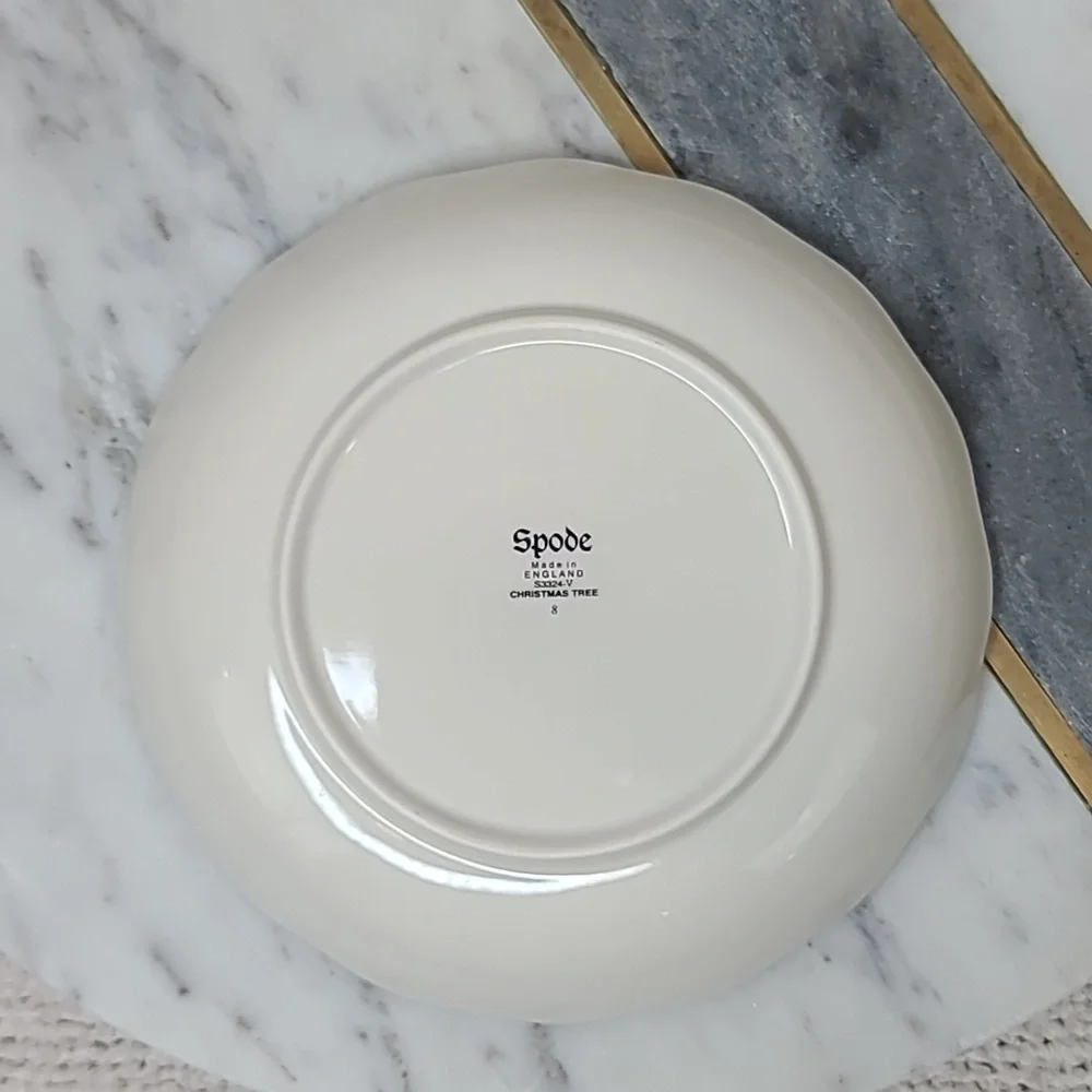 Spode Christmas Tree Vintage Collectible Small Round Scalloped/Fluted Platter